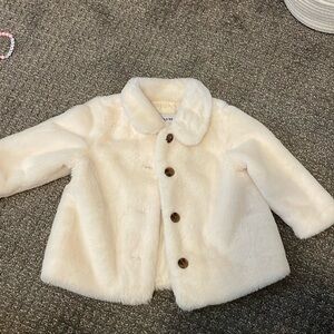 Old Navy baby cream faux fur coat 12-18 months